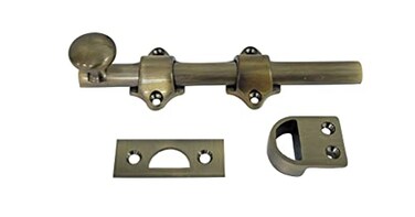 QCAA Solid Brass Dutch Door Bolt 6 Antique Brass 1 Pack Made in Taiwan
