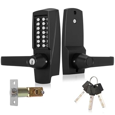 Souyou New Upgrade Mechanical Door Lock with HandleMechanical Push Button Lever LockStainless Steel Mechanical Keyless Entry Door Lock with KeyUpgrade Adjustable Deadlatch 238 and 234