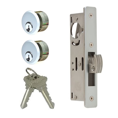 Summit DOORWARE Mortise Cylinder Hook Bolt with Keys Adams Rite Style Door Lock Replacement Parts Mortise Lock Replacement Kit Replacement for MS1850SX5X Series Locks Aluminum Finish