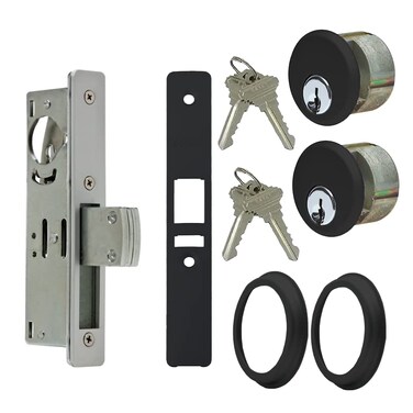 Summit Doorware Storefront Door Mortise Deadlock Bolt Double Keyed Cylinder Kit in Duronotic Finish High Grade Adams Rite Style Lock Maxium Security Replacement for MS1850S Series Locks