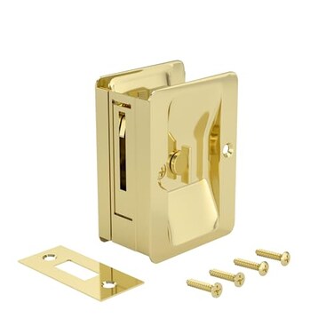 Richelieu Hardware 1701BPSBC Onward Pocket Door Pull Privacy Lock 3 14 in 82 mm Rectangular Brass