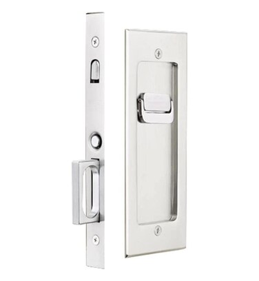 Emtek Modern Rectangular Privacy Pocket Door Mortise Lock Polished Chrome