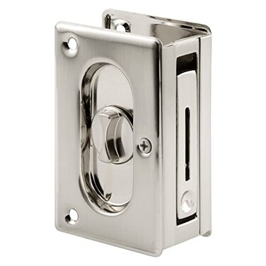 PRIME-LINE PrimeLine N 7367 Pocket Door Privacy Lock with Pull Replace Old or Damaged Pocket Door Locks Quickly and Easily Satin Nickel 334 Single Pack