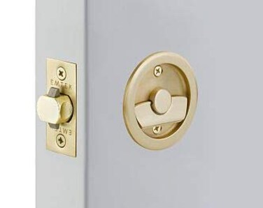 Emtek Tubular Pocket Door Round Privacy Satin Brass US4