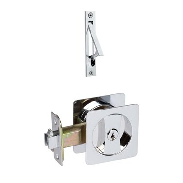 Delaney Hardware Contemporary Square Pocket Entry Lock Polished Chrome with Key
