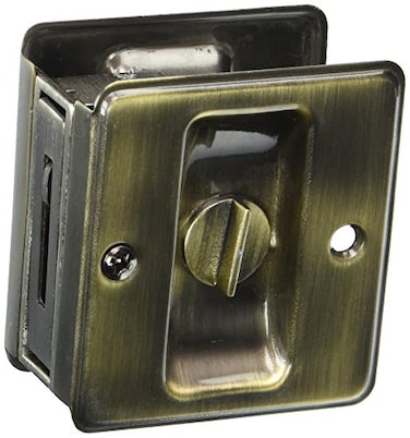 Schlage 991 134 x 214 Privacy Pocket Artisan Sliding Door Lock Antique Brass