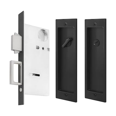 senharvest Pocket Door LockModern Rectangular Pocket Door Hardware Finger Flush Pulls with Edge Pull for Pocket Doors Sliding DoorsFolding Doors etc Black Privacy Lock