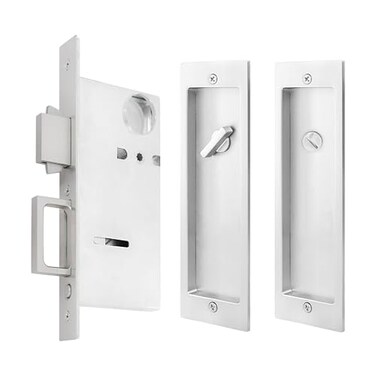 senharvest Pocket Door LockModern Rectangular Pocket Door Hardware Finger Flush Pulls with Edge Pull for Pocket Doors Sliding DoorsFolding Doors etc Sliver Privacy Lock