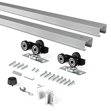 BarnBase 6FT Pocket Door Track Kit Spliced Aluminum Quiet Smooth Sliding Suitable for Door Width 2436 Easy to Install