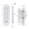 Fihatokus Pocket Door Pull 6 Inch with Push Release Edge Flush Mount Stainless Steel Oval Hardware Set for Sliding Doors Brushed Silver Finish 2 Handles 1 Edge Pull