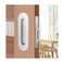 Fihatokus Pocket Door Pull 6 Inch with Push Release Edge Flush Mount Stainless Steel Oval Hardware Set for Sliding Doors Brushed Silver Finish 2 Handles 1 Edge Pull