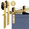 Rio Salto Gold Bifold Sliding Barn Door Hardware Kit Heavy Duty Metal Track System with Matching Knobs Gold BiFold Barn Door Bifold Closet Doors BiFolding 40 Track for 2 Doors 2 Rollers No Door
