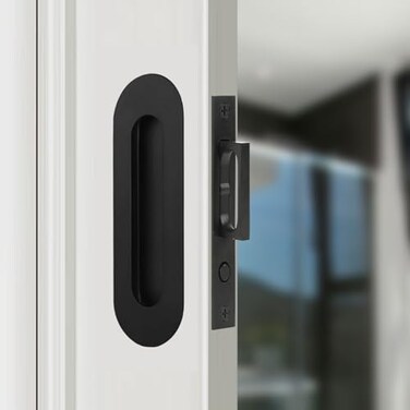 gifsin Sliding Pocket Door Hidden Handle 304 Stainless Steel Pocket Door Hardware Recessed Flush Finger Pulls Heavy Duty Edge Pull with Pop Out Ring Pull Black 6 inch