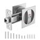 HEYLEAYAR Square Pocket Door Lock with Indicator 1 Pack Contemporary Privacy Pocket Door Hardware 238 NonAdjustable Backset for 135 to 218 Thickness Door Brushed Nickel