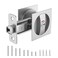 HEYLEAYAR Square Pocket Door Lock with Indicator 1 Pack Contemporary Privacy Pocket Door Hardware 238 NonAdjustable Backset for 135 to 218 Thickness Door Brushed Nickel