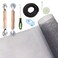 TOOLTRIZ Windows Screen and Screen Door Repair Kit 48x118 Fiberglass Mesh Gray with Rolling ToolHookRulerCutterSpline Window Screen Sliding Screen Door Replacement for Windows