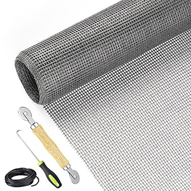 Lengtimo Screen Repair Kit Easy DIY Project 59 x 106 Fiberglass Screen Mesh with Rolling Tool and Screen Retainer Spline Screen Replacement kit for Windows Sliding Doors and Patio Screens 59 x 106 Gra