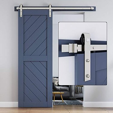 EaseLife 5 FT Brushed Nickel Sliding Barn Door Hardware Track KitBasic J PulleyHeavy DutySlide Smoothly QuietlyEasy Install 5FT Track Kit for 2630 Wide Single Door