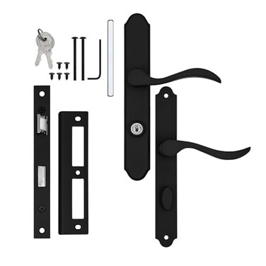 Ideal Security MCMB Curved Mortise Lock Set Exclusive Replacement for AluminArt Storm Doors and Screen Doors Adjustable 34 Backset Matte Black