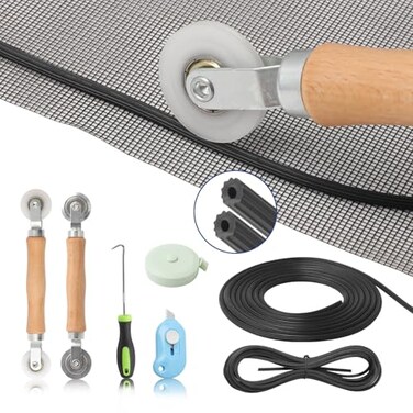 Yolovit Window Screen Door Repair Kit Include Window Screens Mesh 48x114 with All Tools in Window Screen ReplacementScreen Rollers Splines Hook
