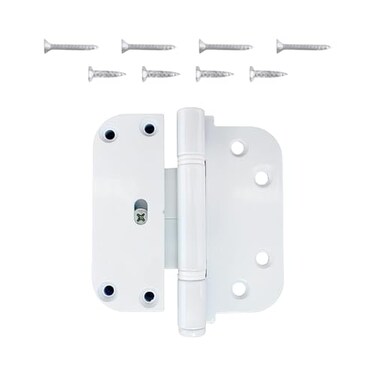Brixwell Adjustable Guide Hinge Flat Leaf with NRP Pin Steel Material White Finish 4 Height 11316 Width per Side 332 Right and 916 Left Leaf Thickness Screws Included