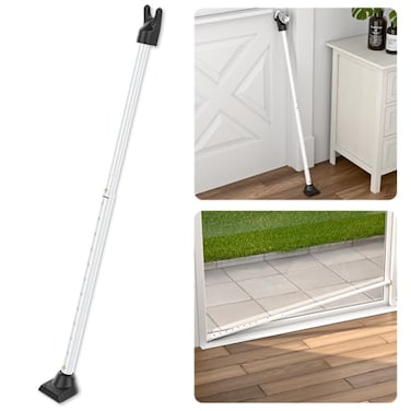SECURITYMAN 3in1 Door Security Bar Security Door Stoppers Door Barricade Heavy Duty Adjustable Iron Security Lock Bar for Home Defense Apartment Travel Safety 1 Pack White