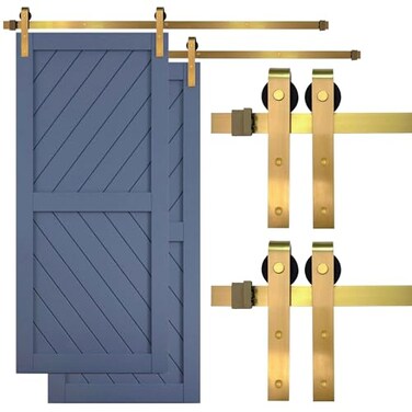 Rio Salto Gold Barn Door Hardware Kit Adjustable Length Sliding Hardware Modern Barn Interior Brushed Brass Panel Hardware Hardware Kit 2 6ft Single Door NO Door