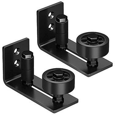 SKYSEN 2 Pack Barn Door Floor Guide Wall Mount Stay Roller8 Setup Options Flush BottomBlack Powder CoatedFelt Strip Countersunk Holes for Barn Door7062 Pack