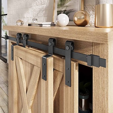 EaseLife 3 FT Mini Cabinet Bypass Double Sliding Barn Door Hardware Track KitEasy InstallSlide Smoothly QuietlyApply for Storage Window TV Stand and Other Shielding No Cabinet
