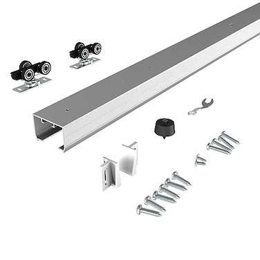 JUBEST 4FT Commercial Grade Pocket Door Hardware and Track Set Sliding Door Hardware 4469 Durable and Smoothly Easy to Install