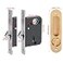 Fdit Zinc Alloy Invisible Sliding Door Latch Locks with 3 Keys for Bathroom Kitchen BalconyGold