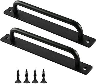 Gaizda Pack of 2 Barn Door Handles Sliding Pull Handle High Performance Cabinet and Drawer Knobs Kitchen Hardware for Wooden Doors Black
