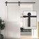 WINSOON 66FT Barn Door Hardware Kit Single Sliding Barn Door Hardware Track Kit Black Rail I Shape Hangers Floor Guide and Other Necessary Hardware Easy to Install for 45 Closet PanelNo Door