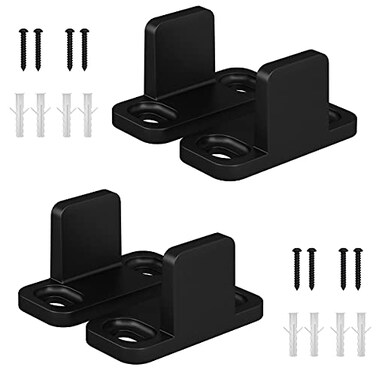 Bdmetals Sliding Barn Door Floor Guide Aluminum TGuideFloor Mounted Bottom Guides Heavy Duty Barn Door Hardware Adjustable for Sliding Closet DoorsBlack4PK