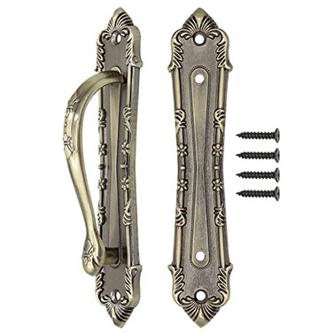 HSEANHM Heavy Duty Pull and Sliding Barn Door Pull Handle Bronze Set Large Rustic TwoSide Design for Gates Garages Sheds Furniture Solid Alloy Material Antique Door Handle Bronze Tone685in