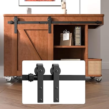 BONIKLUBA 4FT Super Mini Cabinet Small Sliding Barn Door Hardware Track Kit Apply for Storage Window TV StandEasy InstallSmoothly QuietlyFit 2124 Wide Door PanelJ Shape Hanger