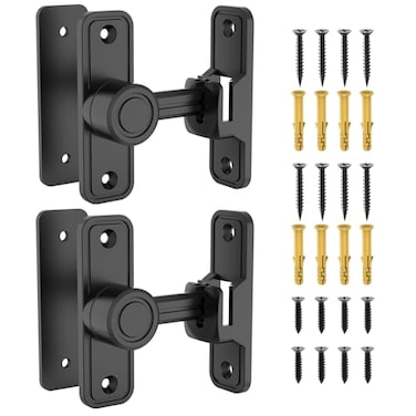 MeBantoo Sliding Barn Door Lock Hardware 90 Degree Locks for Barn Doors Flip Gate Latches for Garden Bathroom Outdoor Garage Window 2 PackBlack