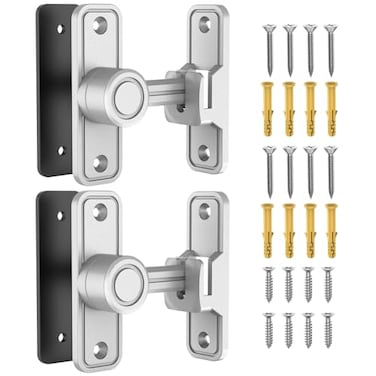 MeBantoo Sliding Barn Door Lock Hardware 90 Degree Locks for Barn Doors Flip Gate Latches for Barn Garden Bathroom Outdoor Garage Window 2 PackSilver