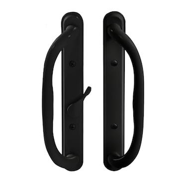 G.A.S Hardware GAS Hardware 10 Olympus Sliding Patio Glass Door Offset Pull Handle Set Replacement NonKeyed Handle fits 3 inches Hole Spacing and 114 to 214 Door Thickness Black