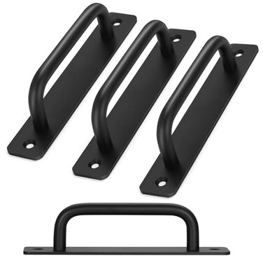 Malimali 4 Pack Black Barn Door Handles 5 Hole Center Gate Handle Sliding Door Handles Modern Aluminium Door Pull for Pocket Door Bifold Closet Doors Hardware Replacement