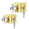 Dontay 2 Pack Pocket Door Lock with Key Contemporary Entrance Sliding Barn Door Lock Latch Recessed 2 Sided 2 38 Backset Flush Handles Hardware Excluding Edge Pull Satin Brass Square