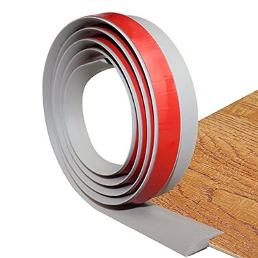 FONUNO Floor Transition Strip Self Adhesive Carpet Flooring Transitions Edging Trim Strip PVC Threshold Transitions Suitable for Threshold Height Less Than 5mm 20Ft Gray