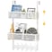LUCYCAZ Adjustable Over The Door Hooks Organizer Hanger Storage with 10 Coat Hooks 2 Mesh Basket Over The Door Towel Rack Organizer for Bathroom Bedroom Kitchen White