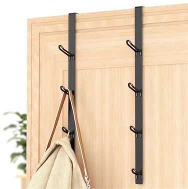 niffgaff Heavy Duty Over The Door Hooks SpaceSaving Vertical Door Hanger for Towels Coats and Accessories 2 PCS Matte Black