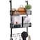 Consumest Over The Door Hooks Organizer 3 Tier Door Hanger with 9 Coat Hooks 2 Mesh Basket Back Storage Organizer Hanging Towels for Bathroom Bedroom Black