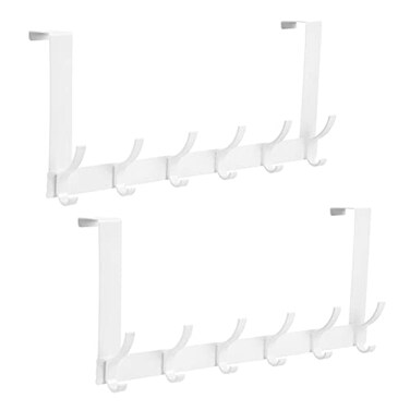 Optish Over The Door Hooks Door Hanger Hooks for Hanging Over The Doors Towel Racks for Bathroom with 12 Coat Hook Coat Rack Bathroom Accessories2 Pack White