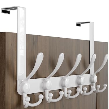 Dseap Over Door Hook 20 Upgraded Version SimpleAssembly Strong HeavyDuty Stainless Steel 5TriHook Over The Door Hanger Rack SimpleStrong Series White