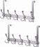 Encozy Over The Door HooksCoat Rack for Hanging Clothes Hat Towel Heavy Duty Silver 2pcs