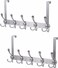 Encozy Over The Door HooksCoat Rack for Hanging Clothes Hat Towel Heavy Duty Silver 2pcs