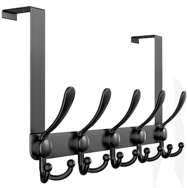 Dseap Over Door Hook 20 Upgraded Version SimpleAssembly Strong HeavyDuty Stainless Steel 5TriHook Over the Door Hanger Rack SimpleStrong Series Black